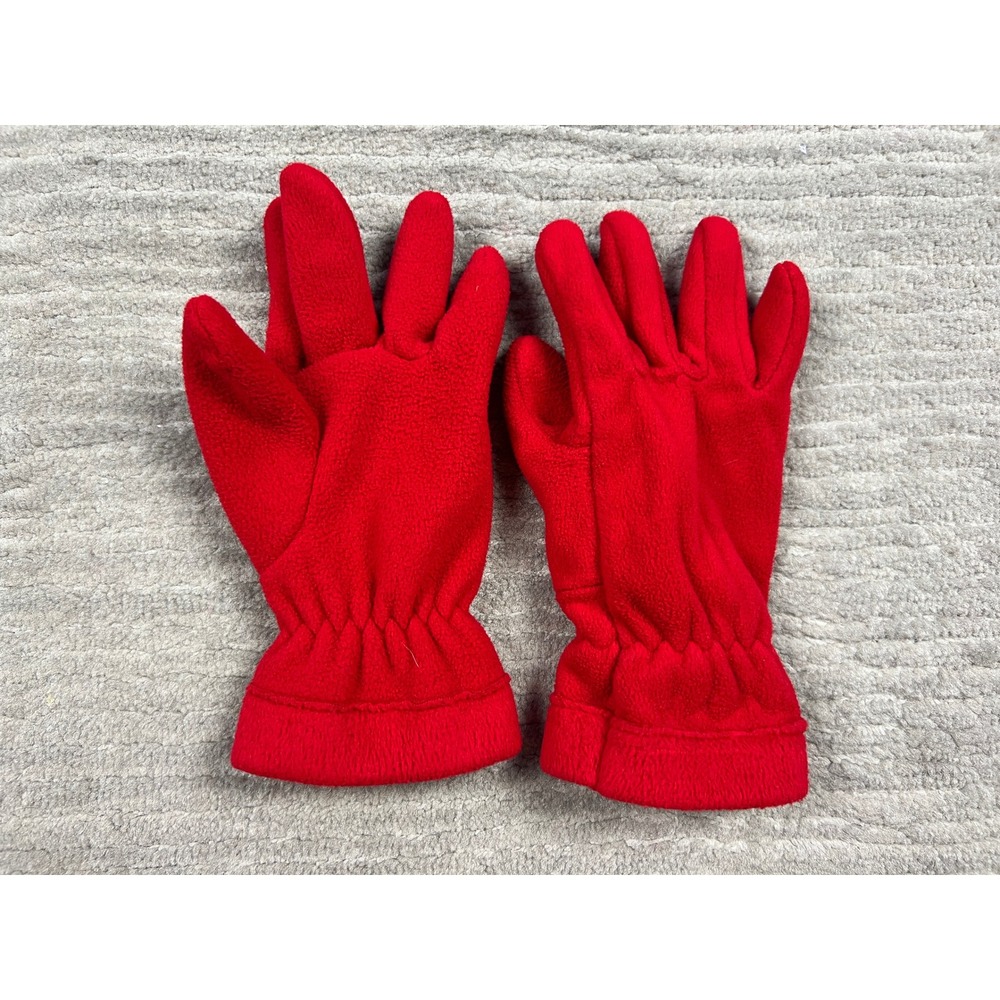 Old Navy Gloves Unisex S/M Red Fleece Solid Elastic Wrist 26861